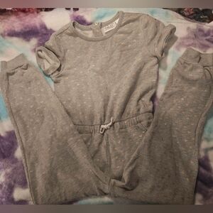 Us Angels Gray and Gold Heart Jumpsuit